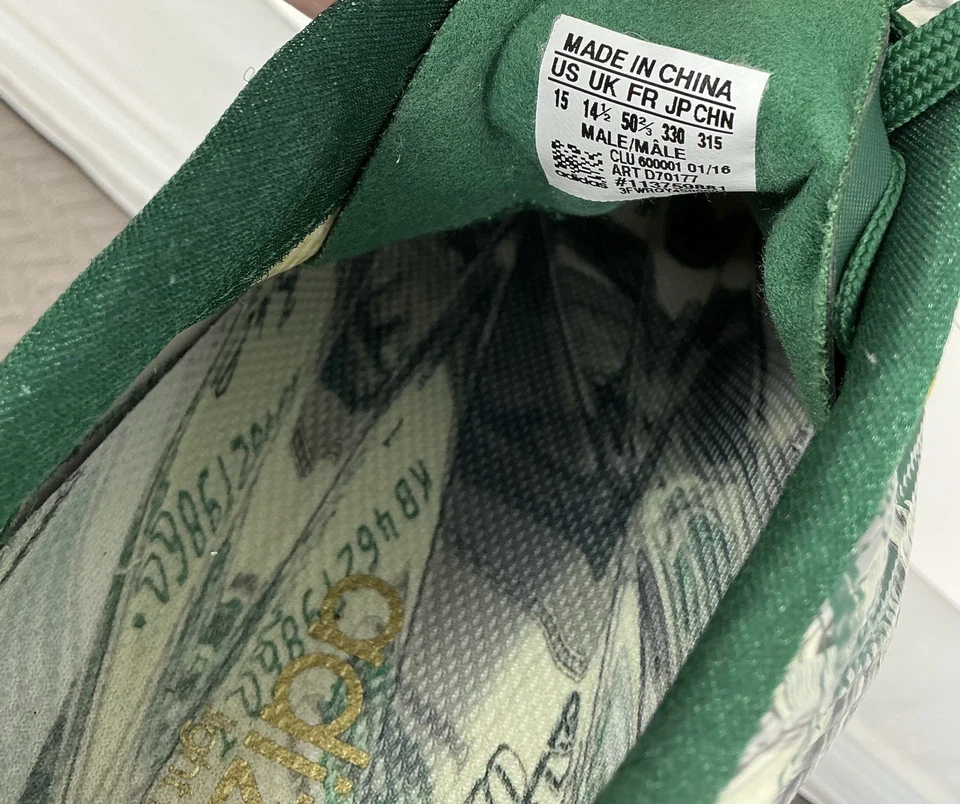 Size 15 Mens ADIDAS Adizero 5.0 Snoop Dogg Money Green Gold Football Cleats Shoe - Image 4 of 4