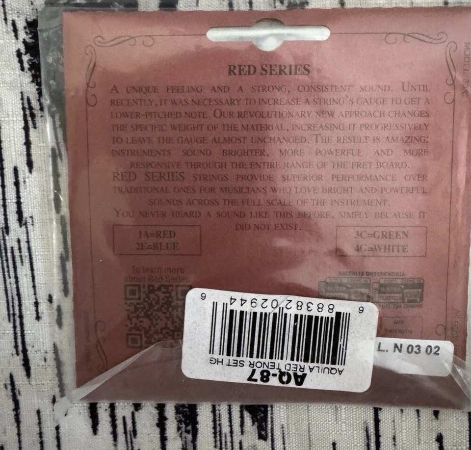 Aquila Red Series AQ-87 Tenor Ukulele Strings High G Corde Armoniche Italia - Image 4 of 4