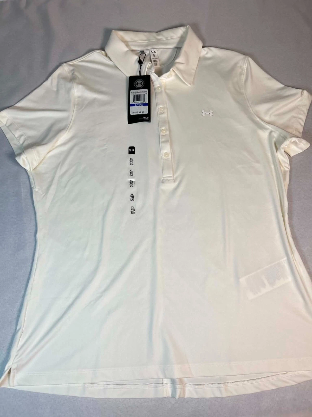 UNDER ARMOUR Anti Odor UPF 30 ZINGER White GOLF Polo SHIRT Womens Size XL NEW
