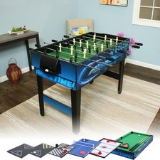 10-in-1 Game Table with Billiards, Foosball and Hockey - Blue by Sunnydaze