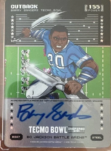 2026 Bo Jackson Tecmo Bowl Cutback Barry Sanders inspired Ink AUTO Steel