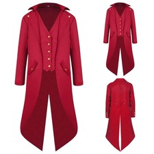 Men's Steampunk Vintage Tailcoat Jacket Gothic Medieval Coat for Halloween Co...