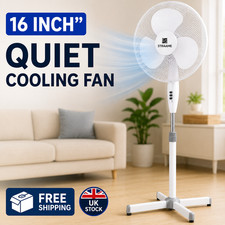 16" Pedestal Cooling Fan Quiet Oscillating Standing Floor Fan Adjustable Height