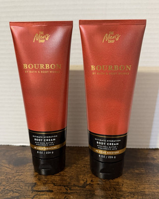 2 Bath & Body Works Men's Shop Bourbon Body Creams 8 oz ea Shea Cocoa Butter New