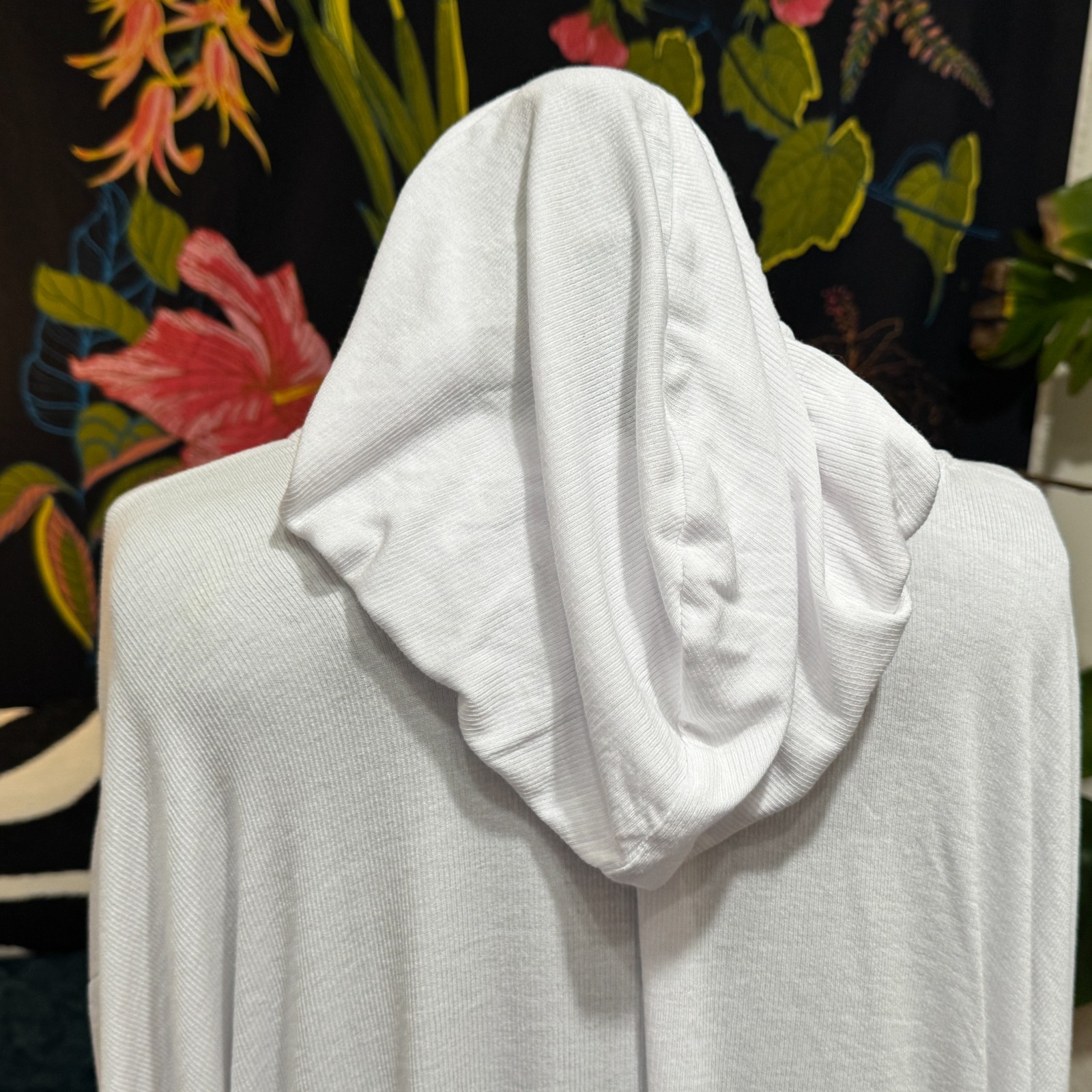 LAURIE FELT Los Angeles Fuse Modal Blend Ribbed Knit Hoodie, White, XL image 10