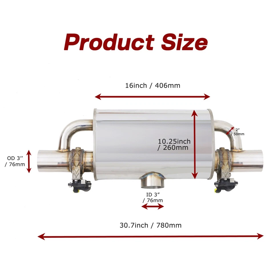 Universal Performance Muffler Valve Dual with Remote Control 3 inch, T Style - Image 3 of 4