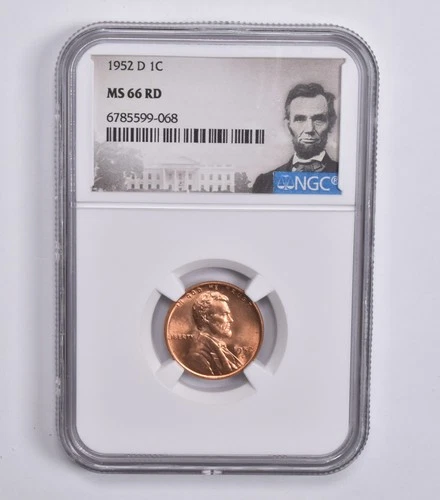 MS66 RD 1952-D Lincoln Wheat Cent NGC Special Lbl *7369