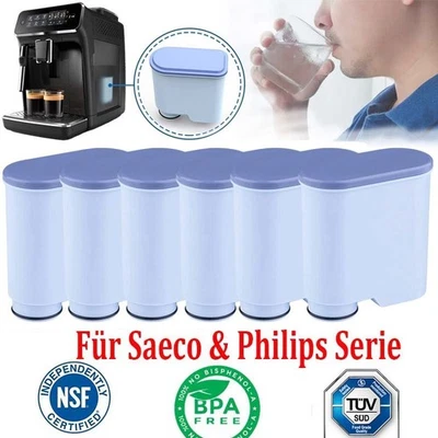MARKENLOS 6x Wasserfilter für Philips Aqua Clean Filter und Saeco Kaffeevollautomat TÜV DE