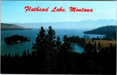 Postcard AERIAL VIEW SCENE Flathead Lake Montana MT s/06 AM8391