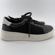 Steven by Steve Madden NC-NAPA Black Leather Mesh Platform Sneakers Womens 6.5M
