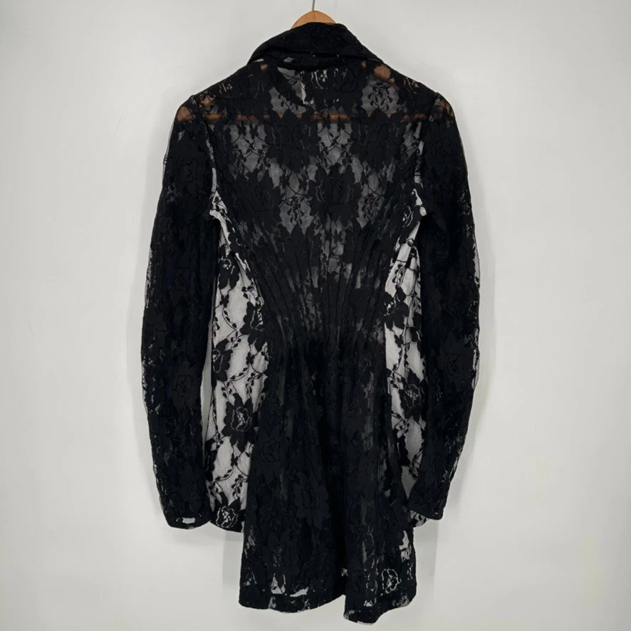 Nigel Preston Knight Blouse Womens Medium Black Lace Long Sleeve Button Front - Image 4 of 4