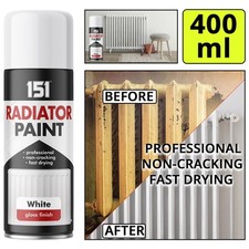 Radiator Paint Spray 400ml 151 White Gloss for Home Use Fast Dry Durable