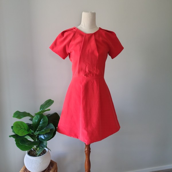 MICHAEL LO SORDO Red Silk Size 8 Fit And Flare Mini Dress Party Formal Cocktail