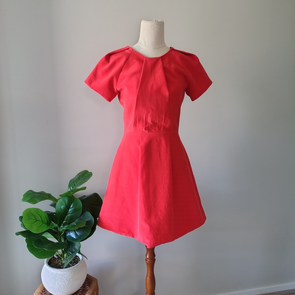 MICHAEL LO SORDO Red Silk Size 8 Fit And Flare Mini Dress Party Formal Cocktail