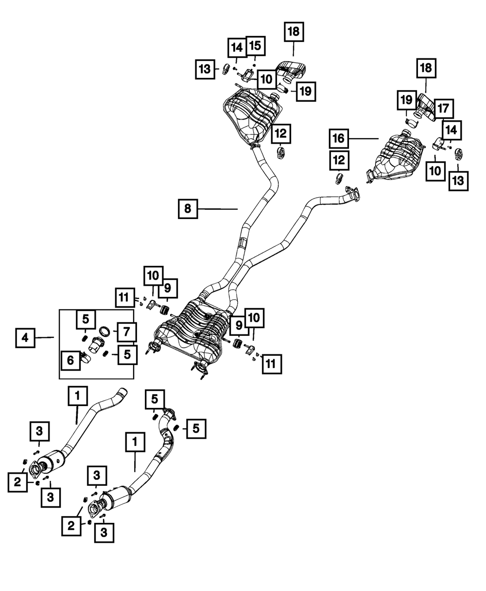 Genuine Mopar Exhaust Resonator And Tailpipe 68304917AC