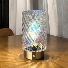 Battery Operated Table Lamp with Timer, Stepless Dimming Bedside Lamp Battery...