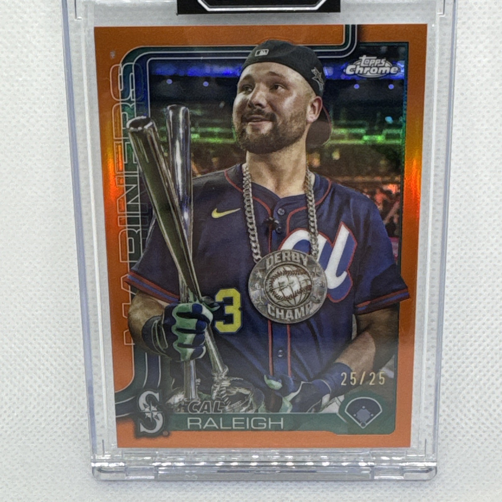 2025 Topps Chrome Update USC45 Cal Raleigh Orange Image Variation 25/25 Bookend!