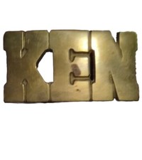 VINTAGE CUT-OUT NAME  KEN  SOLID BRASS BELT BUCKLE 1970s