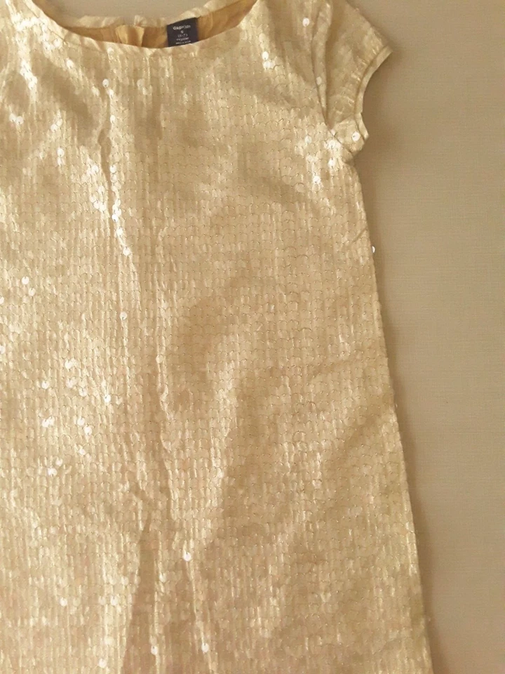 Vestido de fiesta GapKids niñas lentejuelas doradas talla (S 6-7) especial de vacaciones Foto 2 de 4