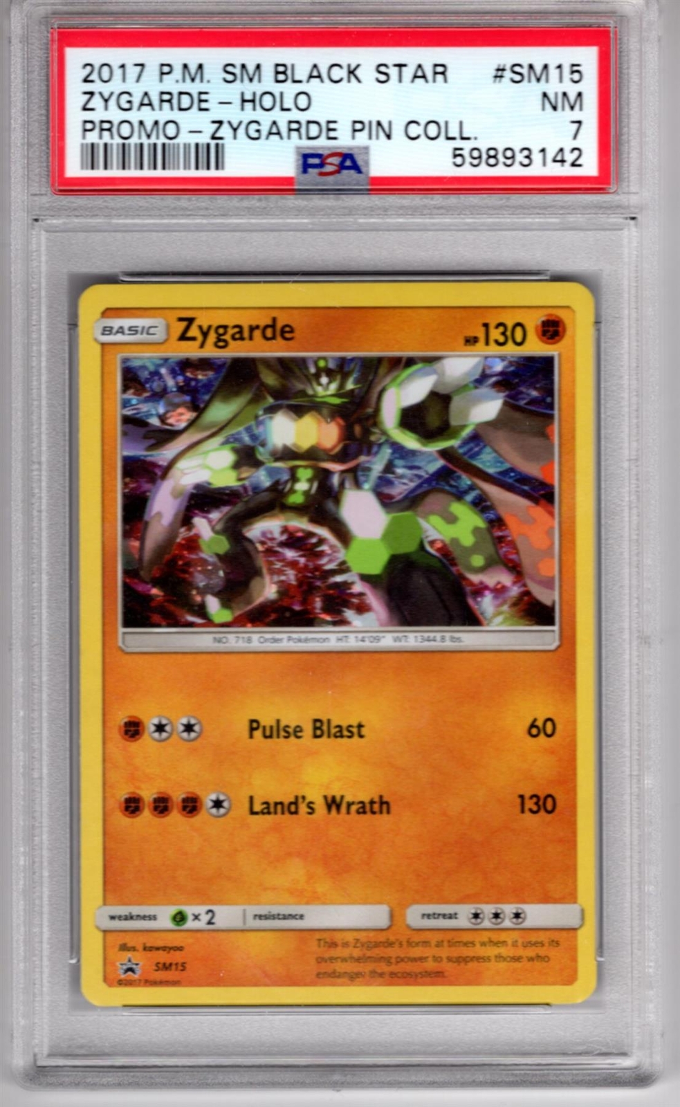 Pokemon Sun & Moon Black Star Promo Foil Card SM15 Zygarde PSA 7