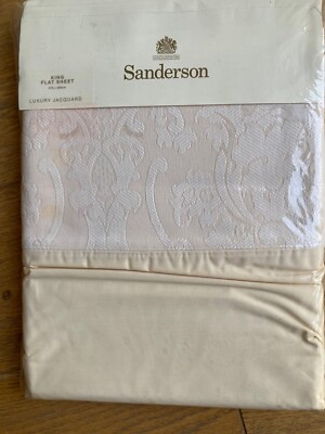 Sanderson King Size Creme Flaches Laken Luxus Jacquard - Brandneu