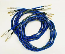Audiophile Kinetic Bi-Wire Quad-Braid Speaker Cable Pair 12AWG/9AWG Banana/Spade