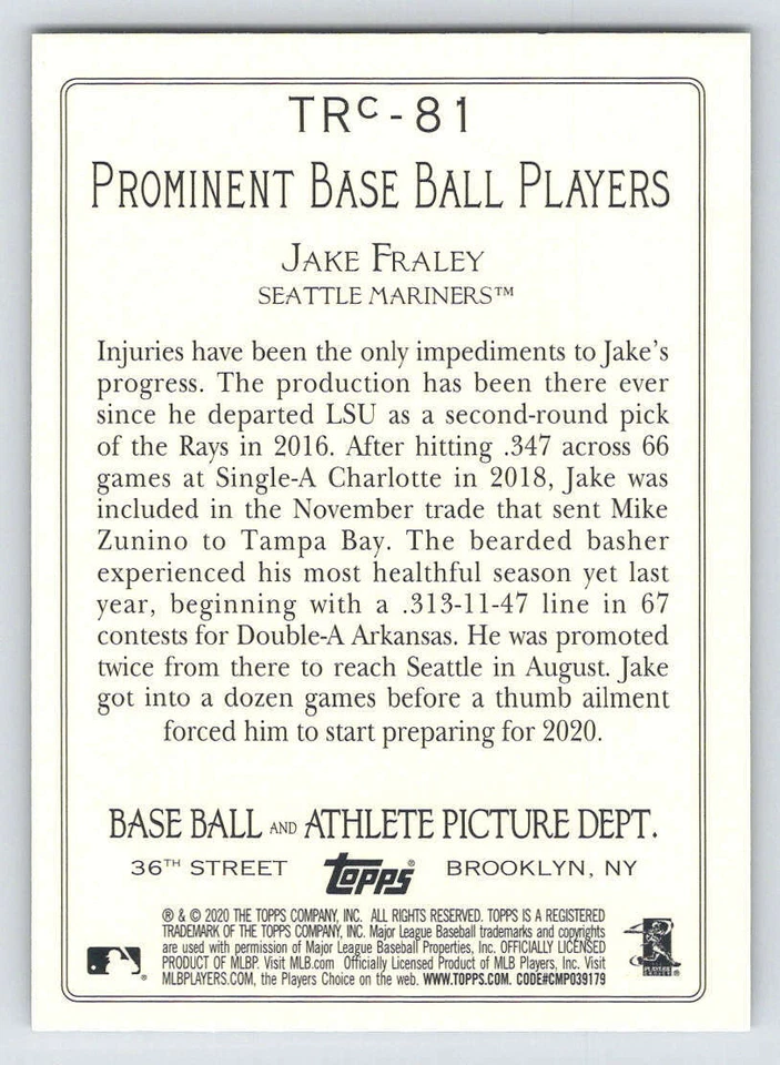 2020 Topps Turkey Red '20 Chrome Series 2 #TRC81 Jake Fraley (ref 223046) - Image 2 of 2