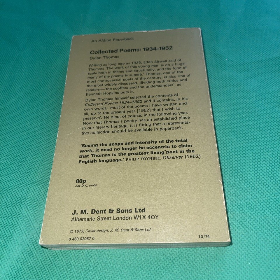 Dylan Thomas Collected Poems 19341952 (Aldine Pa... by Thomas, Dylan