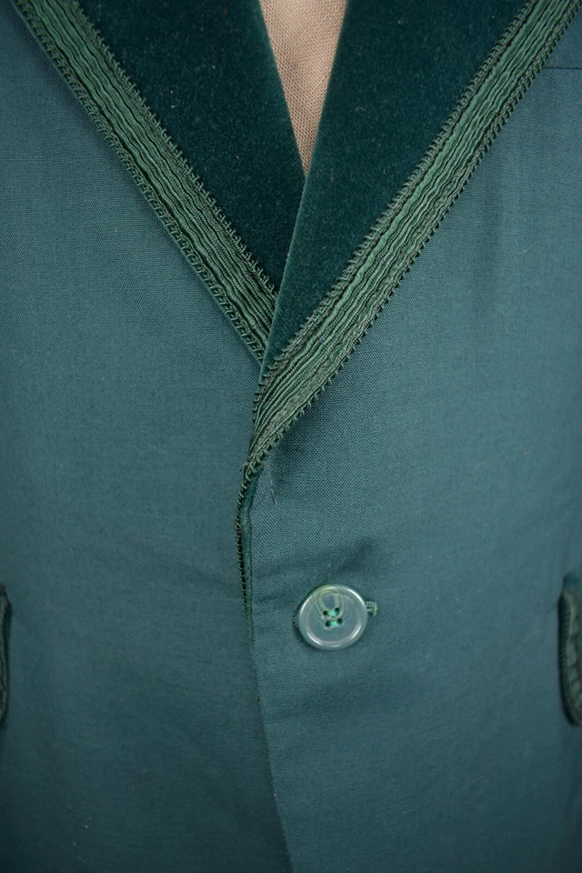 1962-1976 After Six Solid Green Wool Blend One Button Dinner Jacket Size: 38L - Image 2 of 4
