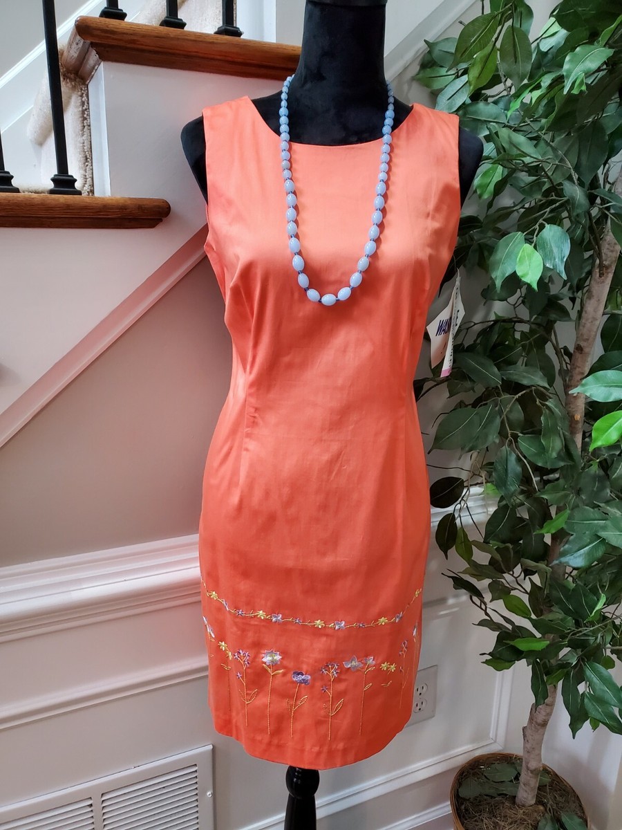 Danny & Nicole Women's Orange Cotton Round Neck Sleeveless Knee Length Dress 8P | eBay Danny & Nicole Women's Orange Cotton Round Neck Sleeveless Knee Length Dress 8P | eBay
