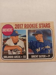 BRENT SUTER SIGNED AUTOGRAPHED MLB TOPPS RC BBALL CARD CINCINNATI REDS BREWERS