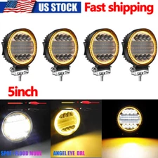 4pcs 5'' Round LED Spot Light Pods Work Flood Driving Fog Lamp Offroad 4WD 4inch