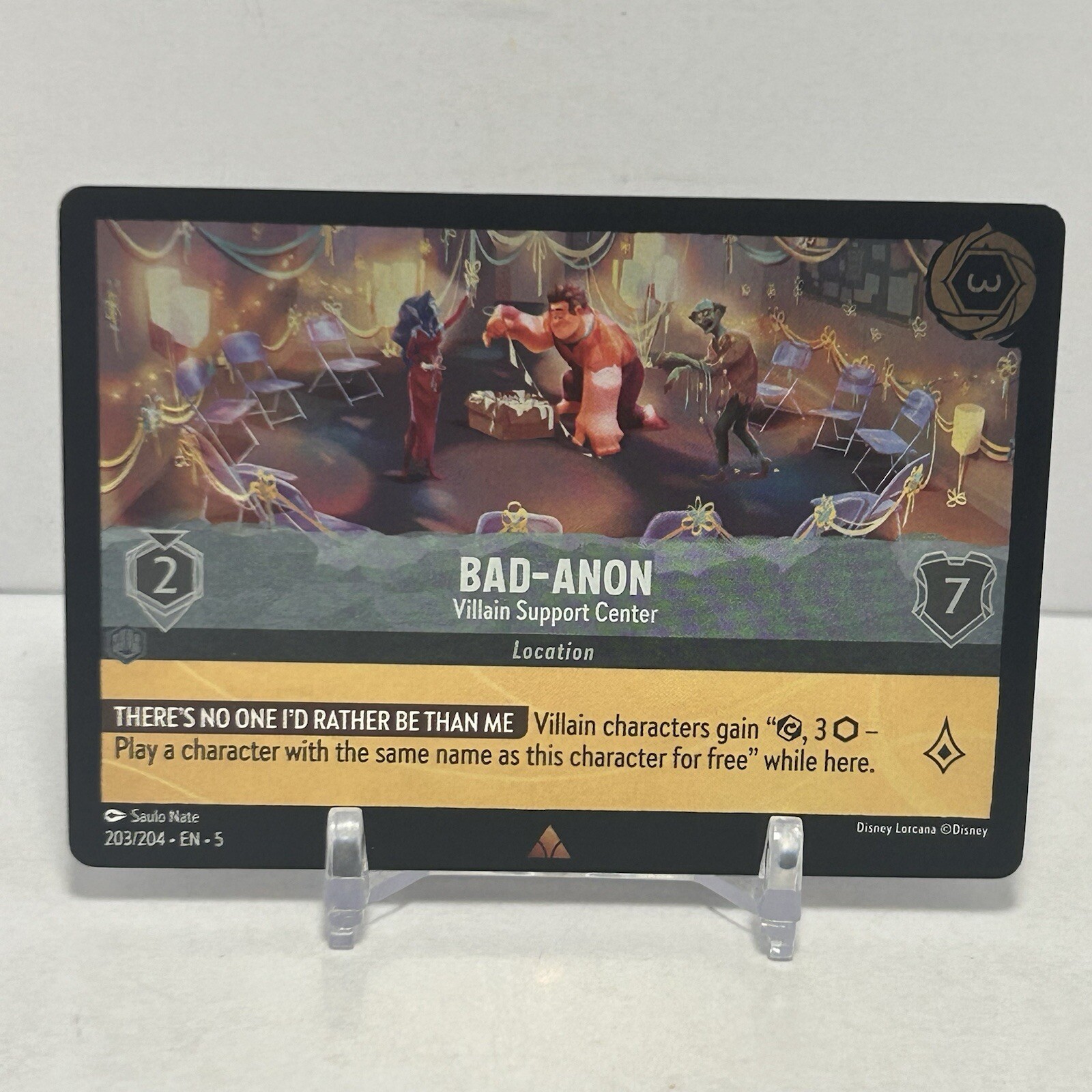 Disney Lorcana Shimmering Skies Bad-Anon Villain Support Center Foil 203/204 NM