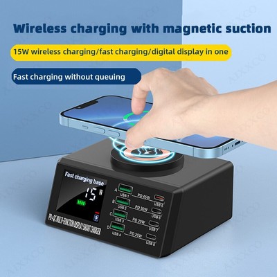 110W 8 Ports Multi USB Charger Wireless Charger Type C PD Fast Charging Station