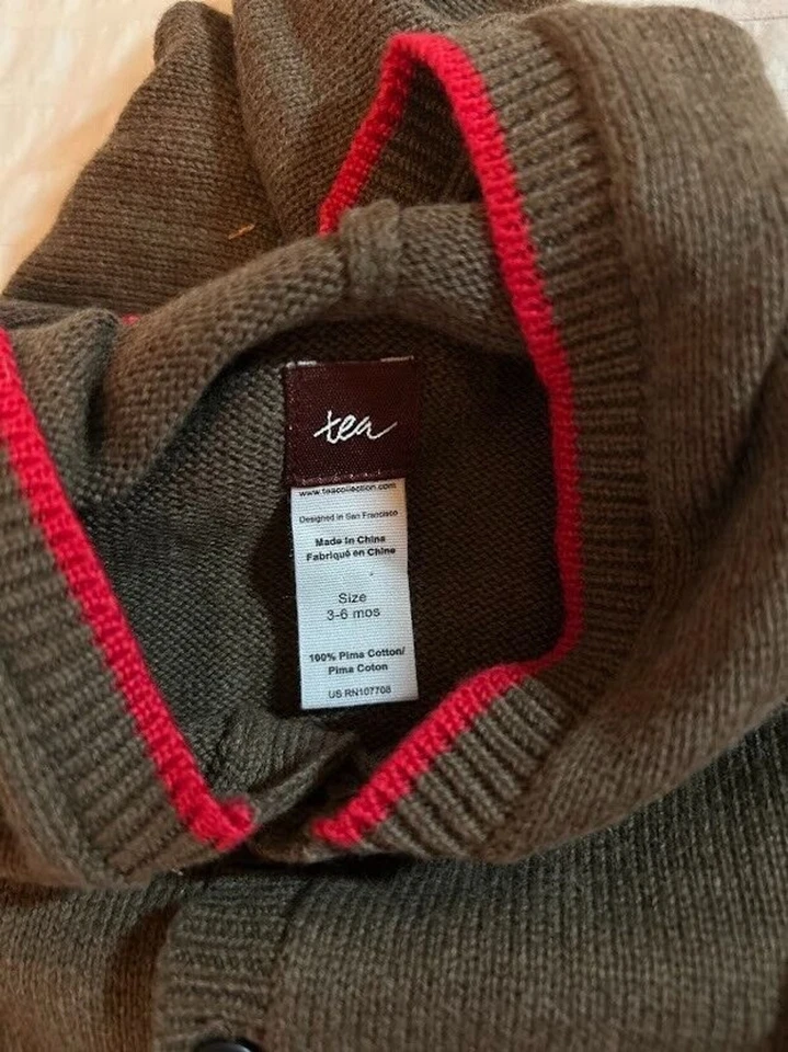 Nuevo con etiquetas Suéter con Capucha Colección Tea Mameluco Invierno Vacaciones Pima Algodón 3-6m Regalo Foto 3 de 4