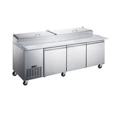 Omcan USA 50044 91" Two Section Refrigerated Pizza Prep Table w/ 3 Doors, (12...