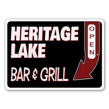 Bar And Grill Sign, Custom Lake House Sign, Lake Location Aluminum Metal Decor