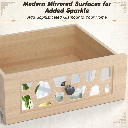 2-tier Nightstand Side End Table w/ Drawer Wood for Bedroom Living Room Natural - Picture 7 of 8