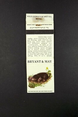 Streichholzheft Bryant & May Wildtier Großbritannien Info Maulwurf BK1590