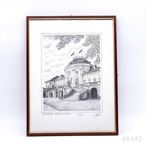 Etching Stuttgart. Castle Solitude, Signed & Numbered 215/480