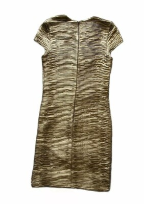 Torn By Ronny Kobo Gold Metallic Jersey Bodycon Mini Party Dress Gold/Charcoal  S | eBay