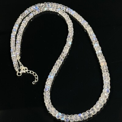 AAA ++ Regenbogen Mondstein facettiertes Rondell 3-5 mm Edelstein Perlen Hals...