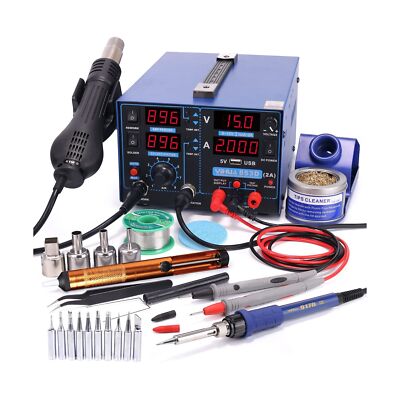 YIHUA 853D 2A USB SMD Hot Air Rework Soldering Iron Station, DC Power Supply ...