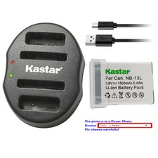 Kastar Battery Dual USB Charger for Canon NB-13L CB-2LH  PowerShot G9 X Mark II