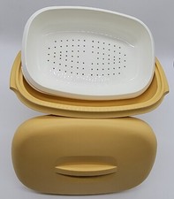 Tupperware Steamer Rice Cooker 6 cups Mustard Yellow Vintage 3 piece Microwave