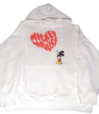Disney Mickey Mouse Winter White Graphic Pullover Hoodie Sweatshirt sz. Lrg