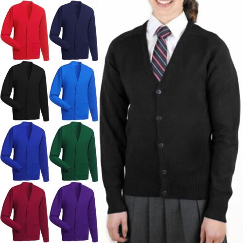 Girls School Cardigan School Uniform Fleece Sweat Shirt Button Up 2-14 Years - Picture 1 of 9