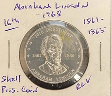 1968 Abraham Lincoln Shell Gasoline Coin 16Th President