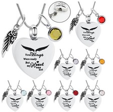 Heart Urn Necklace for Ashes Birthstone Cremation Jewelry for Ashes Memorial Urn