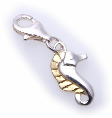Ciondolo Cavalluccio Marino Vero Argento 925 Braccialetto con Sterling Qualità